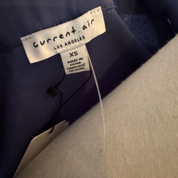 NWT Anthropologie Current Air Collared Crossover Top Blue XS Classic V Neck - Picture 7 of 8